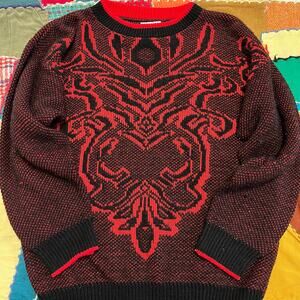 Vintage Cuddle Knit Mixed Red and Black Sweater Medium/Large